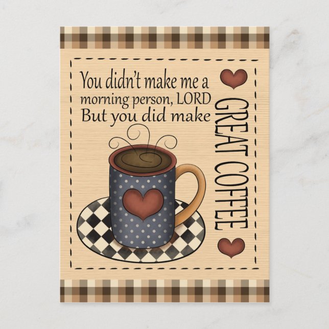 Cartão Postal Cartum postal de excelente Café (Frente)