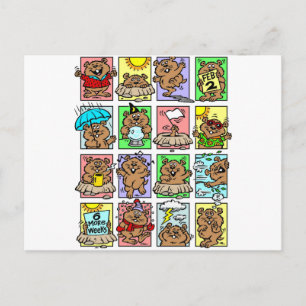 Cartão Postal Cartuns Engraçados do Dia do Groundhog