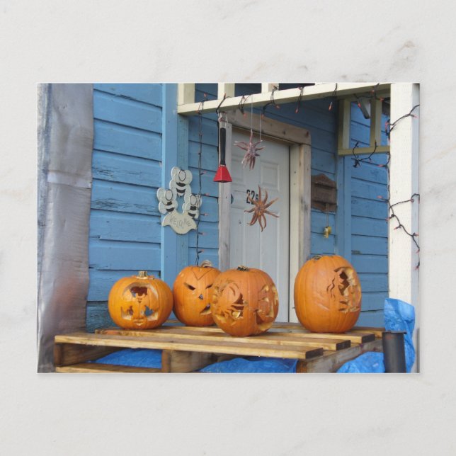 Cartão Postal Carved Halloween Pumpkins (Frente)