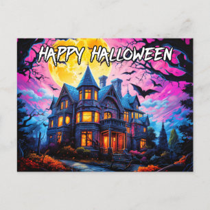 Cartão Postal Casa Assombrada Antiga   Feliz Halloween