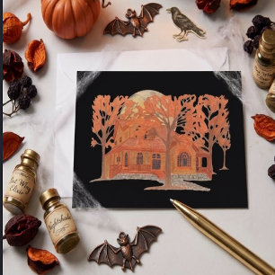 Cartão Postal Casa Assombrada Assustadora de Halloween