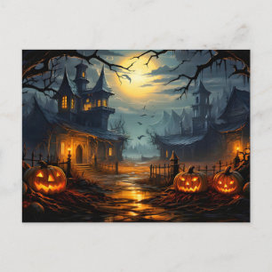 Cartão Postal Casa Assombrada Assustadora Halloween