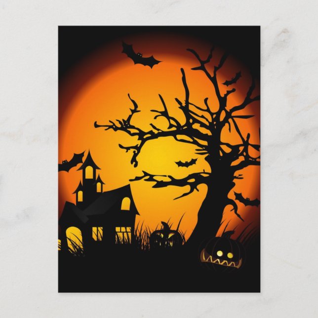 Cartão Postal Casa assombrada de Halloween (Frente)