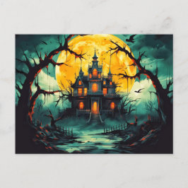Cartão Postal Casa Assombrada Feliz Halloween Assustador