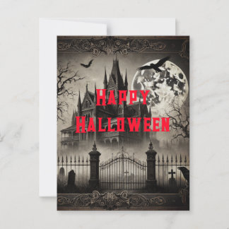 Cartão Postal Casa assombrada, vitoriana Vintage Halloween