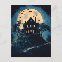 Cartão Postal Casa assustadora numa colina, conceito de Hallowee