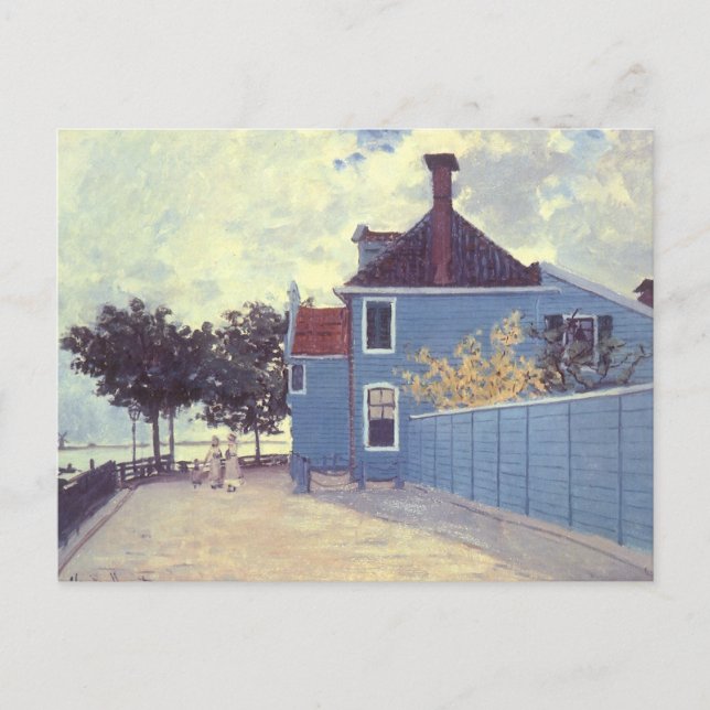 Cartão Postal Casa Azul em Zaandam, por Claude Monet (Frente)
