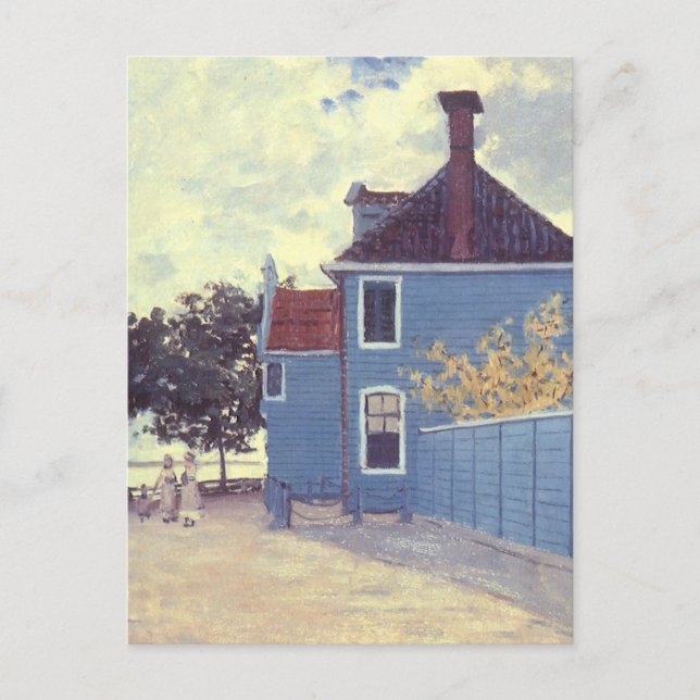 Cartão Postal Casa Azul em Zaandam, por Claude Monet (Frente)