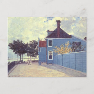 Cartão Postal Casa Azul em Zaandam, por Claude Monet, Vintage Ar