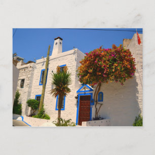 Cartão Postal Casa Branca com Porta Azul