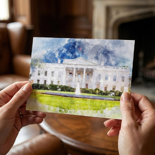 Cartão Postal Casa Branca em Washington DC Watercolor