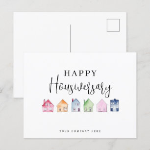 Cartão Postal Casa Colorida Feliz Aniversário da Casa Imóveis