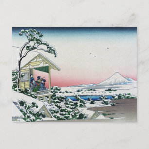Cartão Postal Casa da Chá de Koishikawa Ver Monte Fuji por Hokus