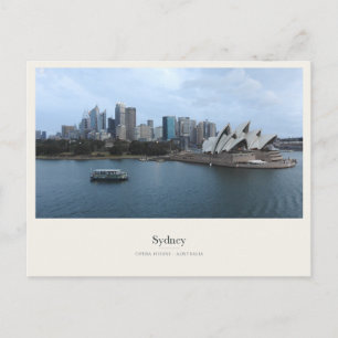 Cartão Postal Casa da Ópera de Sydney e horizonte da baía