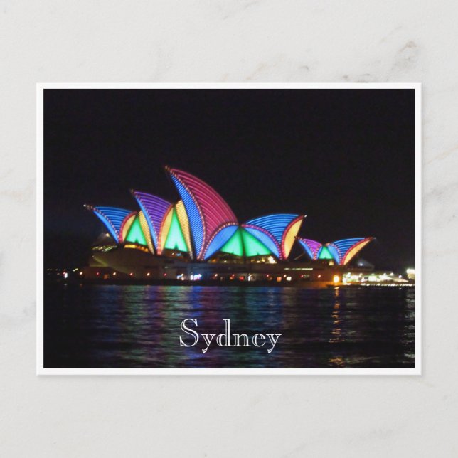 Cartão Postal casa da ópera sydney luzes (Frente)