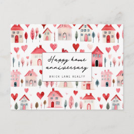 Cartão Postal Casa de Aquarela Coração Aniversário de Casa