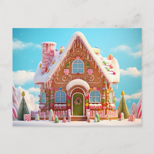 Cartão Postal Casa de Biscoito de Natal Carta de Boas Festas Fof