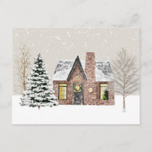 Cartão Postal Casa de Campo de Inverno Nevasca