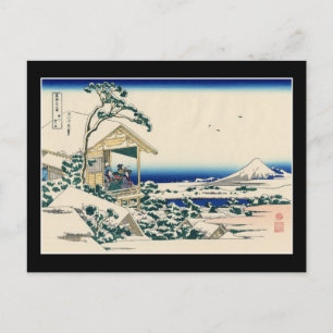 Cartão Postal Casa de chá em Koishikawa (por Hokusai)