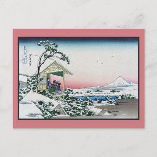 Cartão Postal Casa de Chá Koishikawa Vista do Monte Fuji por Hok