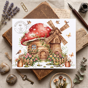 Cartão Postal Casa de cogumelo vintage