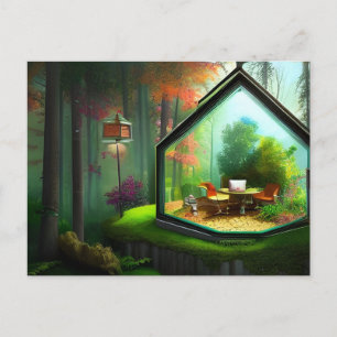 Cartão Postal Casa de Fada Fantasia em um Terrário na Floresta