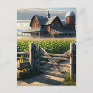Cartão Postal Casa de Fazenda russa com uma Arte Cornfield Ai