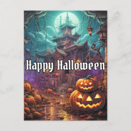 Cartão Postal Casa de Halloween Feliz Super Assustadora
