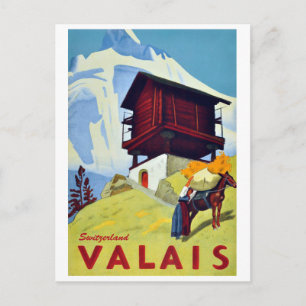 Cartão Postal Casa de montanha tradicional em Valais, Suiça