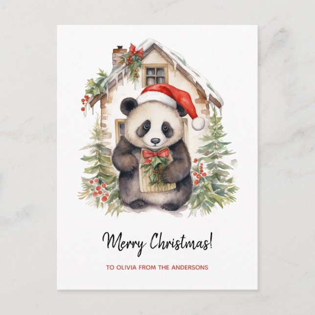 Cartão Postal Casa de Natal de Papais noeis de Panda (Frente)