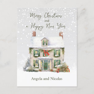 Cartão Postal Casa de Natal em Neve