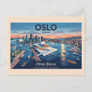Cartão Postal Casa de Ópera de Oslo Cartaz de Viagem Vintage - N