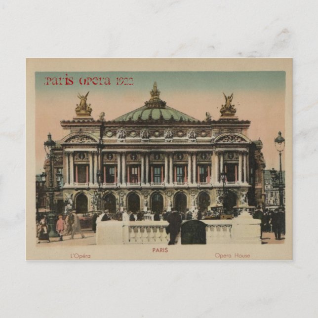 Cartão Postal Casa de Ópera de Paris Souvenier L'Paris (Frente)