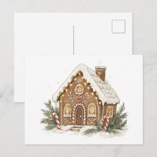 Cartão Postal Casa de Pão de Mel Clássica com Bengalas de Açúcar