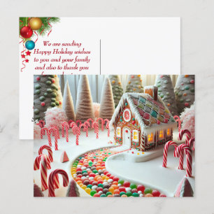 Cartão Postal Casa de Pão de Mel Com Balas de Cana