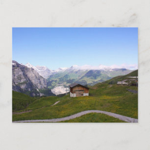 Cartão Postal Casa e Alpes suíços