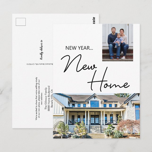 Cartão Postal Casa e Foto Personalizadas da Nova Família Domésti (Frente/Verso)