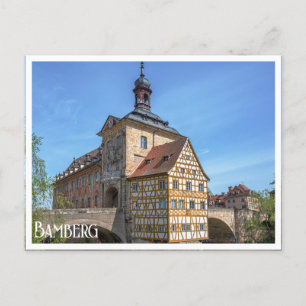 Cartão Postal Casa e ponte de meia altura em Bamberg, Alemanha