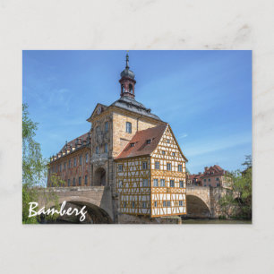 Cartão Postal Casa e ponte de meia altura em Bamberg, Alemanha