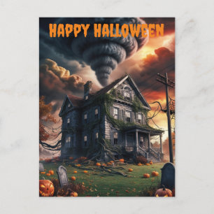 Cartão Postal Casa e tornado antigos do Halloween