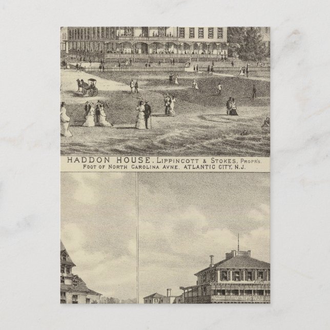 Cartão Postal Casa Haddon e residências Kaighn e Gurney (Frente)