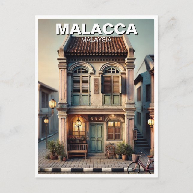 Cartão Postal Casa Histórica Malaca - Shophouse Malásia (Frente)