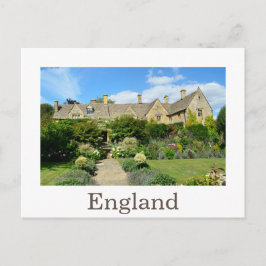Cartão Postal Casa inglesa com jardim de flores