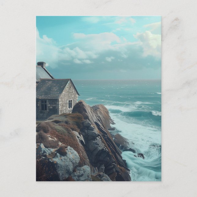 Cartão Postal Casa Medieval em uma Falésia (Frente)