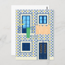 Cartão Postal Casa portuguesa Lisboa com azulejos e aves