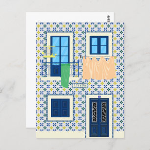 Cartão Postal Casa portuguesa Lisboa com azulejos e aves