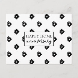 Cartão Postal Casa Preta Padrão de Chave de Casa Aniversário