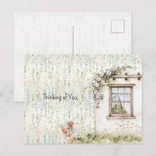 Cartão Postal Casa Romântica de Frango com Janela Floral
