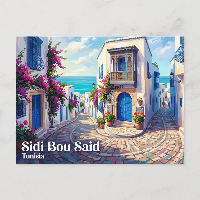 Cartão Postal Casa Sidi Bou Said Tunísia (Frente)