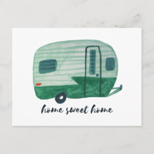 Cartão Postal CASA SWEET HOME Watercolor Camper Trailer
